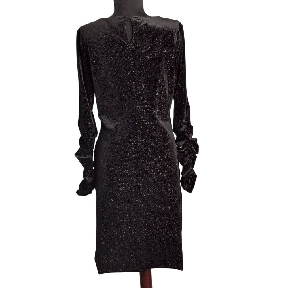 Vince Camuto Size M Dress Black Sparkle Velvet Long Sleeve Shimmer Metallic - Picture 4 of 8